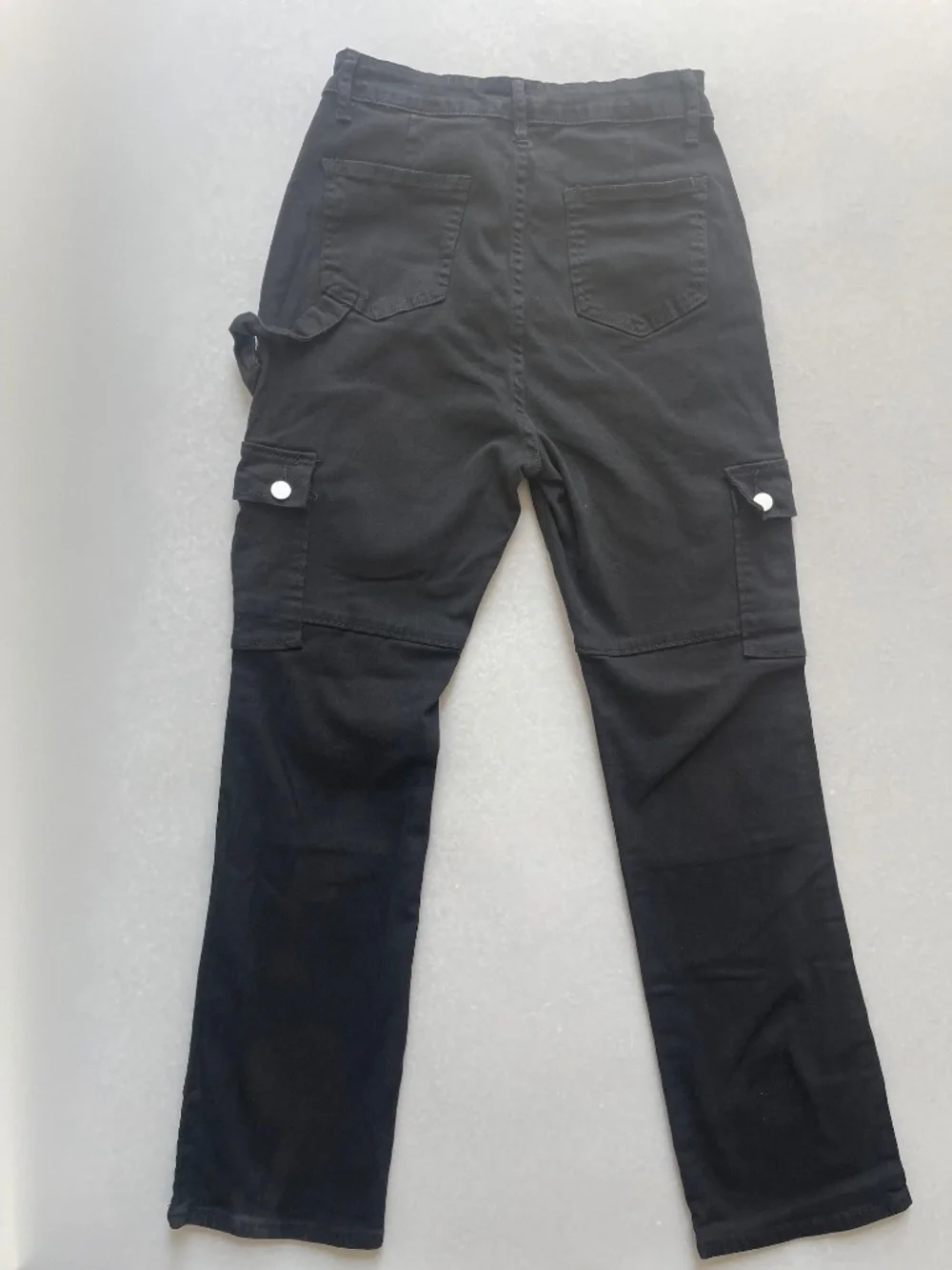 Black Cargo Jeans Womens Size M Stretch Utility Pocket Pants